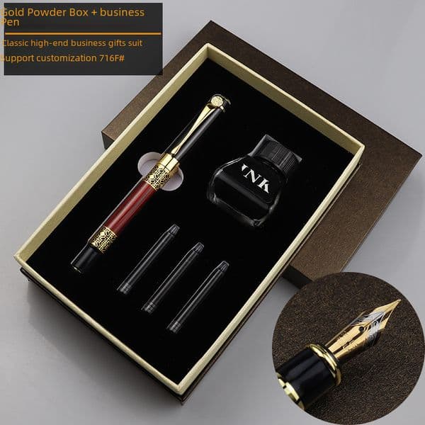 Wholesale Classic Business Wooden Pen Gift Set Metal Ink Pen Calligraphy Art Pen High-end Ink Sac Pen