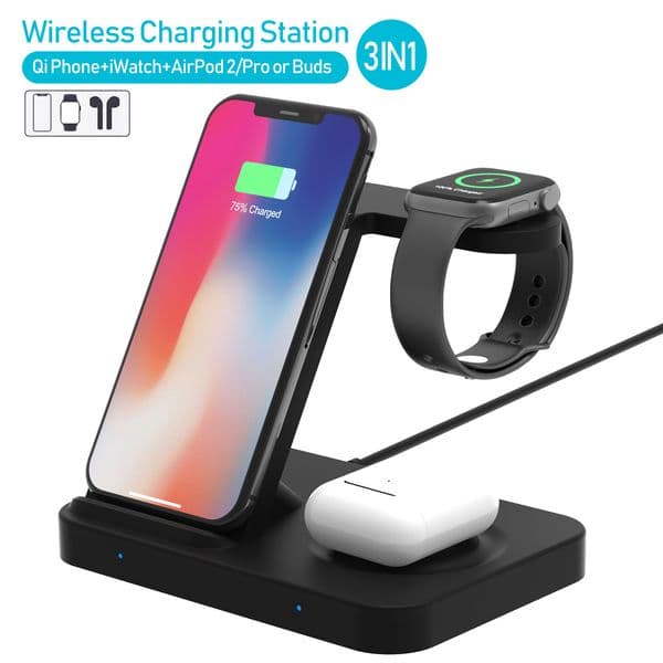Maizhan F15 three-in-one wireless charger for Qi Phone/iWatch/AirPod/Pro/Buds