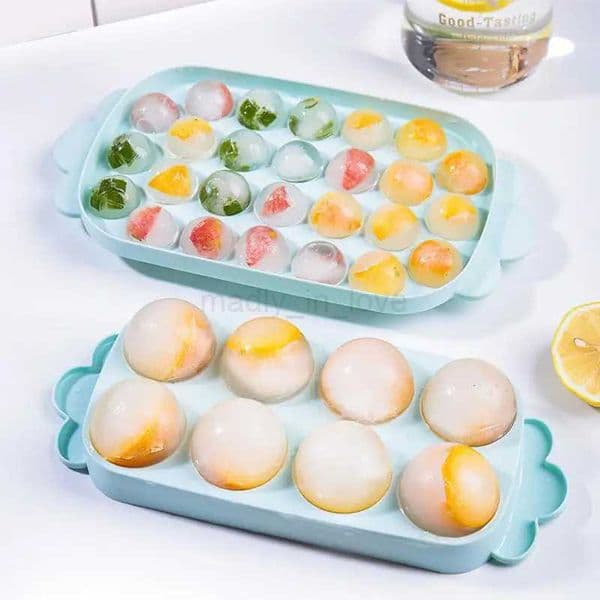 26 Grids Ice Tray Mold With Lid Round Plastic Silicone Whiskey Bar Spherical DIY Ice Cream Box Large Ice Box Kitchen ToolM240719