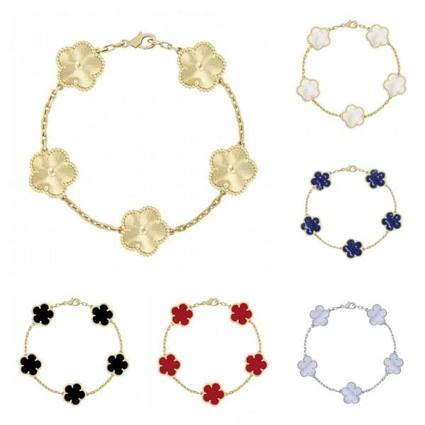 have 5 flower bracelet jewelry designers bracelets 18k gold charm bracelet classic designer jewelry red agate onyx lady clover bracelet woman diamond bracelet gift