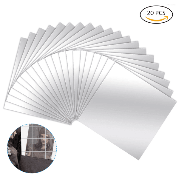 Mirrors 20pcs Mirror Sticker Decorative Self-adhesive Wall Waterproof Home Office Bathroom Wallpaper 15x15cm