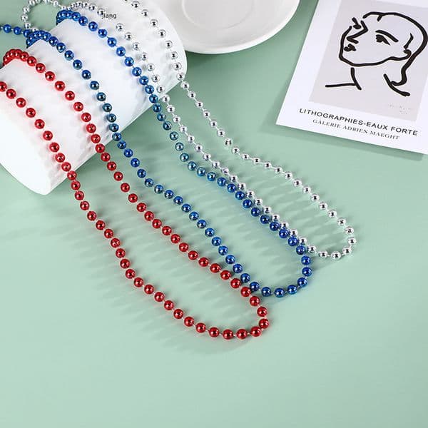 Manufacturers American Independence Day Necklace American National Day Carnival Party Plastic Bead Chain Children's Party Supplies Wholesale