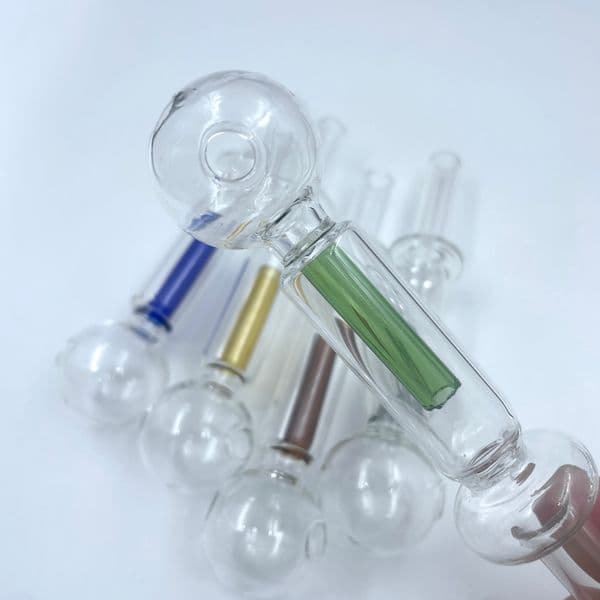 Really Thick Glass Hand Water Pipe Oil Burner With 3cm Big Head Bowl Screen Filter Tube