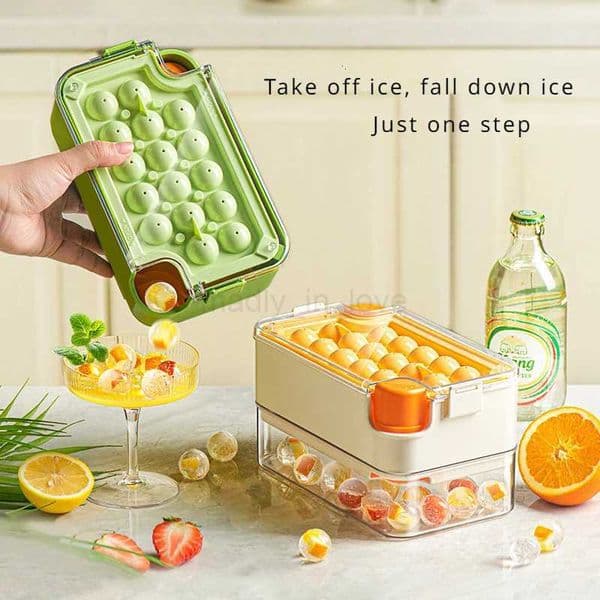 Zackoo 16 Grid Ice Cube Tray Remove with One Click Ice Mould with Lid Shovel Storage Box Household DIY Whiskey Cocktail ToolsM240719
