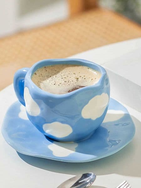 2026 Hand-Painted Flower Ceramic Coffee Home Office Mug With Plate Spoon Breakfast Milk cologne Juice Tea Handle Cup perfume Gift Drinkware Set Free Shipping
