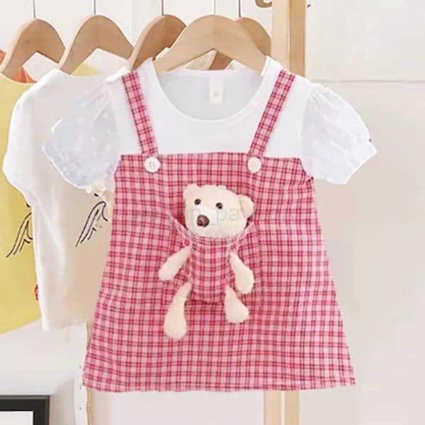 0-4Y Baby Girl Dress With Bear Pocket Elegant Princess Dress Plaid Toddler Outfit Short Sleeve Children Clothing vestidos A1160XJ240720