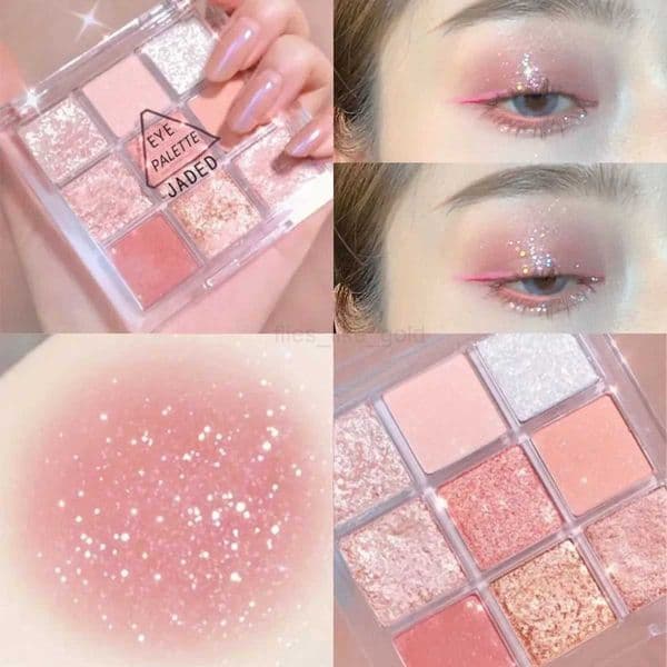 9 Color Glitter Eyeshadow Palette Pink Pearly Eyeshadow Palette Korean Charming Eye Makeup Palette Shiny Eye Shadow Eye Pigments zxx240720
