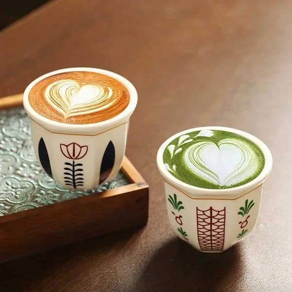 180ml Tea Cup Garland Hand Held Espresso Ceramic Cup Cappuccino Coffee Cup Turkish Coffee Cups Handmade Ceramic Cappuccino CupsB240720