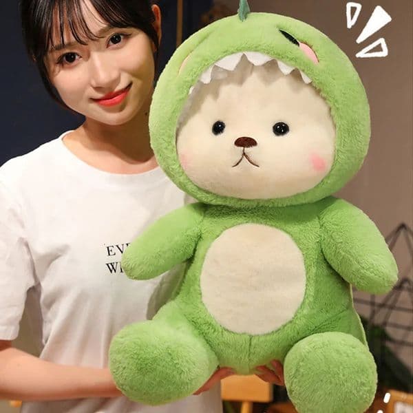 Cute and cute transforming into a dinosaur teddy bear plush toy doll decorations for Years couple gifts 240715 XJ260303 Z260528