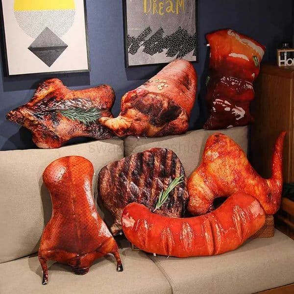 Plush Simulation Food Sausage Chicken Leg Stuffed Pillows Roasted Wing Steak Ribs Funny Soft Cushion Kids Creative Baking ToysB270720