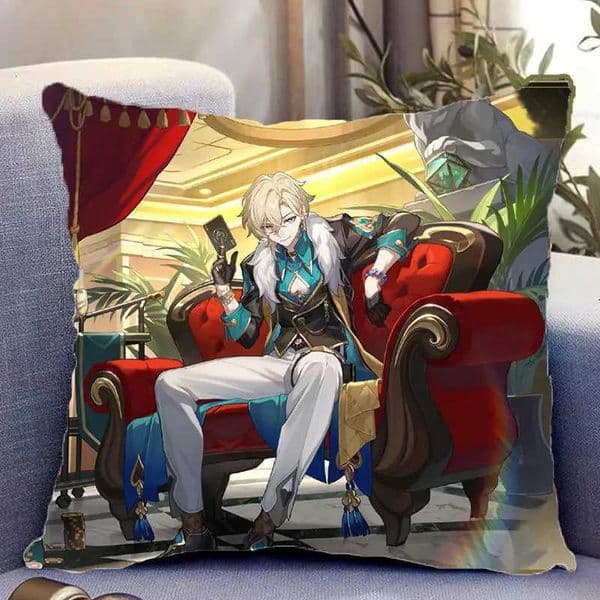 Anime Cartoon Cushion Pillow with Inner Pillow Core Honkai Star Rail Cosplay Aventurine Figures Throw Pillow For Sofa Bed DecorB270720
