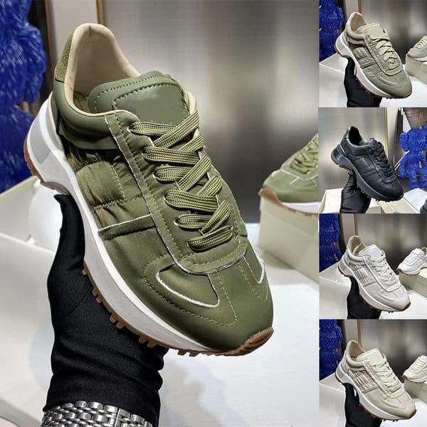 Replica Designer Shoes For Mens Womens German Army Trainer Chunky Sole Luxury Platform Design Sneakers Black White Olive Fabric Leather Trainers