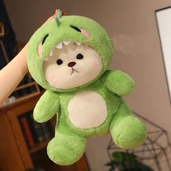 Cute and cute transforming into a dinosaur teddy bear plush toy doll decorations for Years couple gifts 240715 XJ260303