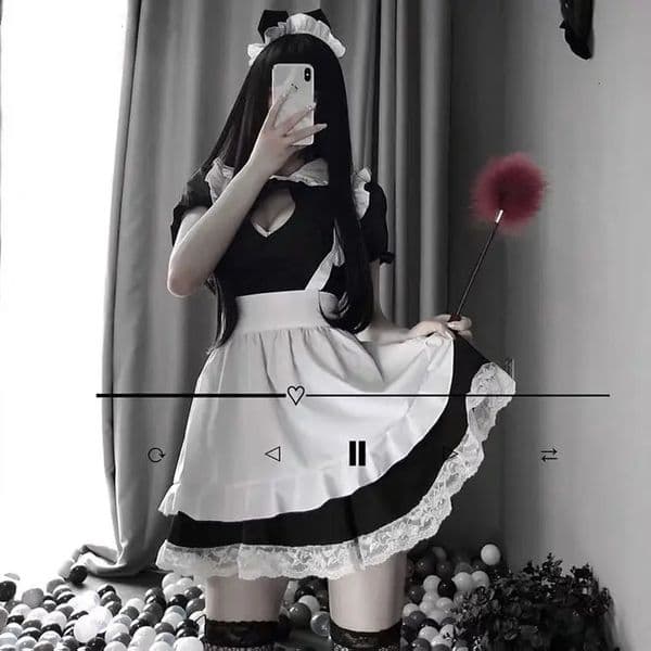 Japanese Cute Nightdress Cafe Sexy French Maid Costume Sweet Gothic Lolita Dress Anime Cosplay Maid Uniform Costumes for Women 240717