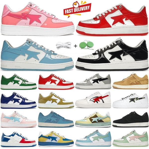 2024 Casual Shoes Men Women Platform Sneaker Fashion Patent Leather Black White Red Grey Pastel Green Beige Orange Pink Man Trainers Sports Sneakers Jogging Walking