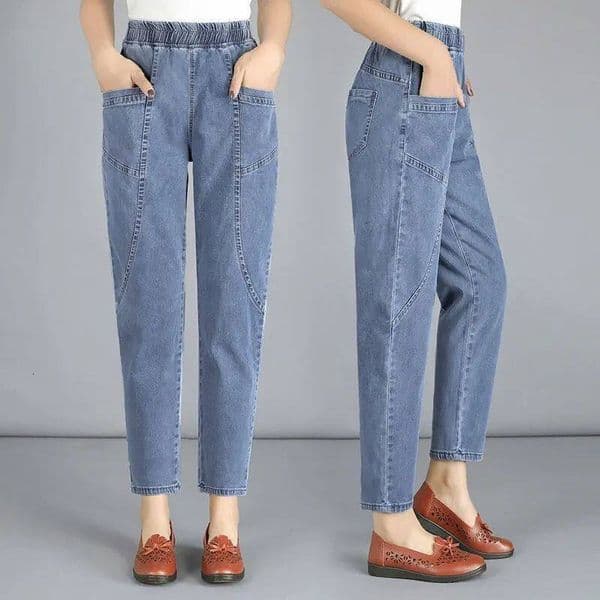 Women's Fashion Jeans Ninth 2022 Spring and Autumn Harem Radish Pants High Waist Thin Middle-aged Casual Women