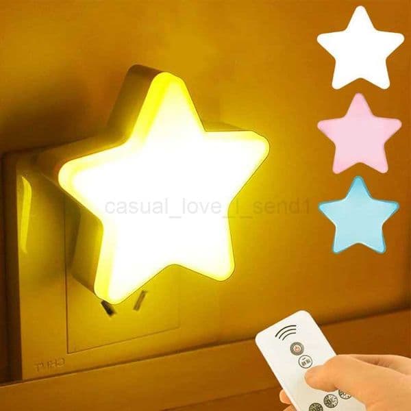 LED Night Light Star Shape Remote Control Socket Lamp Bedroom Decor Bedside Wall Lamps Kids Children Baby Sleep Night LightsCL240722
