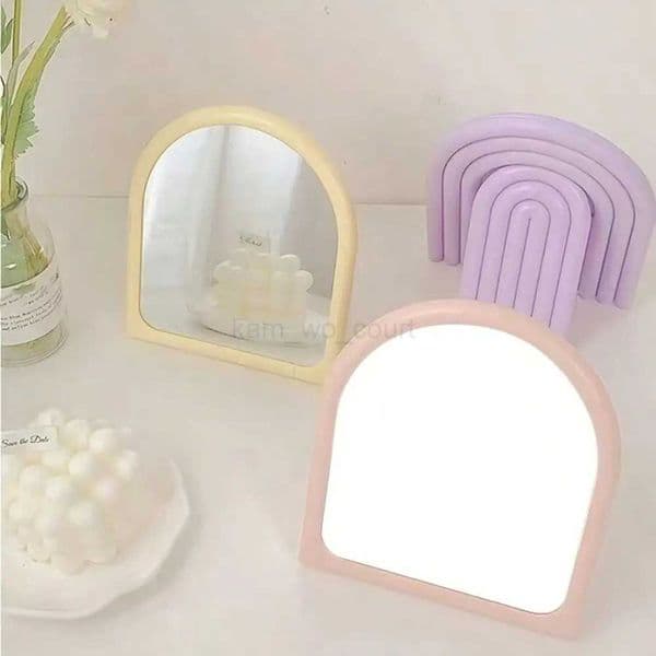 Dressing Table Decor Arch Shaped Makeup Mirror Foldable Elegant Vanity Mirror Cute with Bracket Dressing Mirror Home UseM240722
