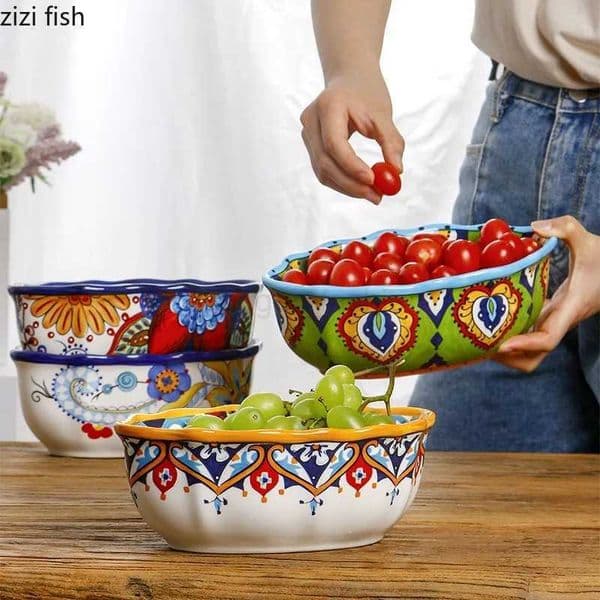 Oval Ceramic Salad Bowl Dessert Bowl Fruit Plate Dinner Plate Soup Bowls Noodle Bowls Bread Pan Dim Sum Dish Snack Plates TrayB270723