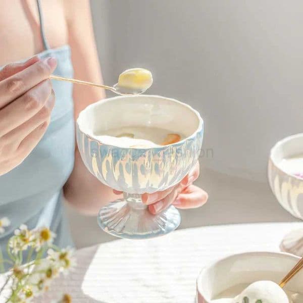 Pearl Ceramics Yogurt Bowl Home Kitchen Delicate Dessert Bowl Ice Cream Cup Modern Gradient Light Luxury Party Fruit Salad BowlsB270723