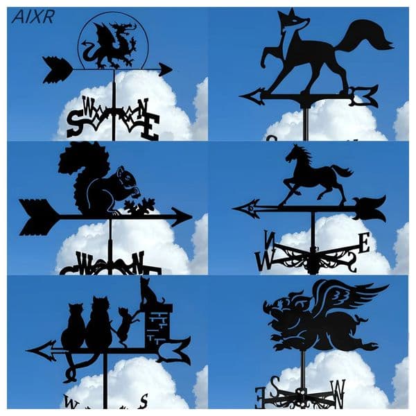 Dragon Year Decoration Roof Outdoor Weather Vane Squirrel Horse Dog Animal Series Retro Iron Art Park River Farm Jungle Sign 240717