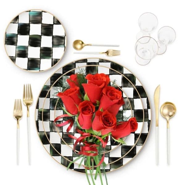 Export Black And White Pork Ribs Porcelain Christmas Tableware Set Dessert Ceramic Plate 12545