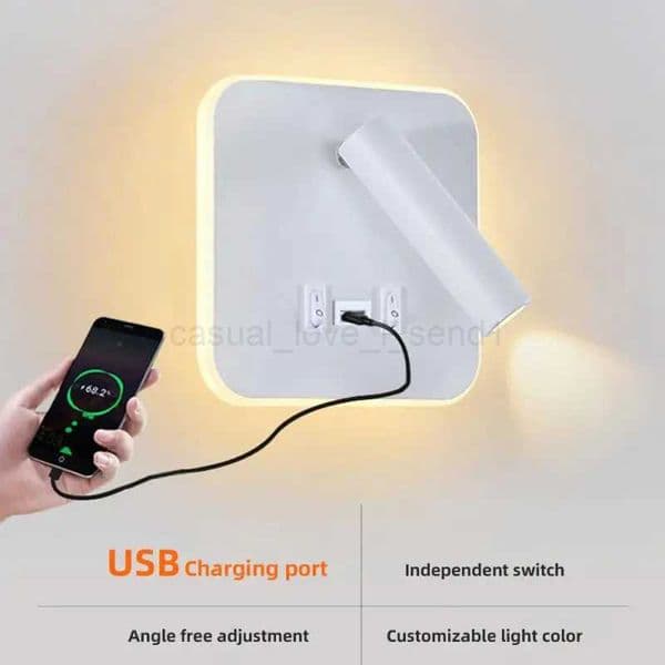 New Nordic Minimalist Wall Lamp Hotel Interior LED Reading Light Corridor Bedroom USB Charging Bedside Decorate Wall Lamp 220VCL240722