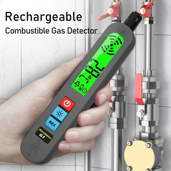 MAXRIENY G1 Gas Leak Detector Combustible Natural Gas Recharge Portable Sound Vibration Alarm LCD Display Methane Alcohol Tester 240723
