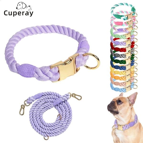Macaron Pet Collar Leash SetVersatile High Quality Heavy Duty Strong Dog Leash with Exquisite Metal Fasteners Pet Accessories 240722