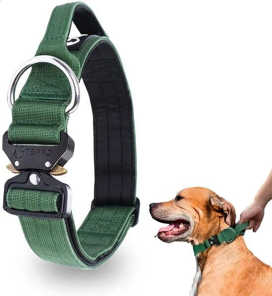 2026 New TSPRO Tactical Military Strong Metal Buckle Adjustable Training Dog Collar with Handle