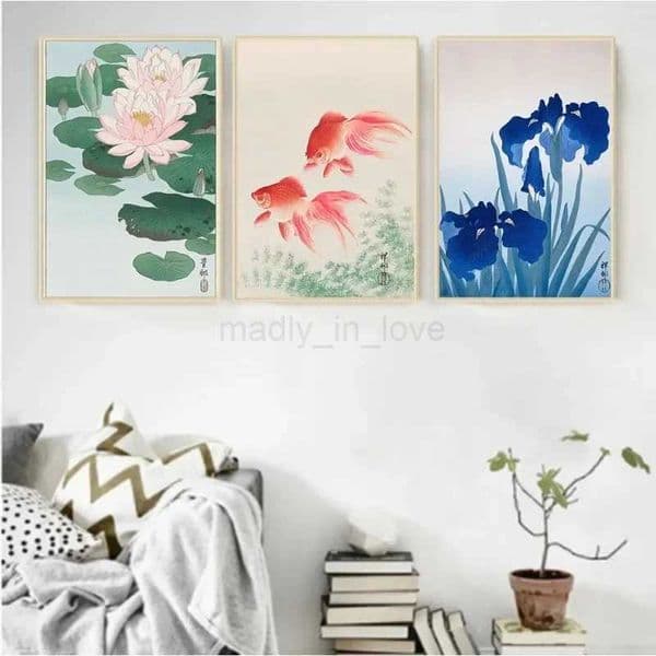 Classic Retro Wall Art Japanese Goldfish Lotus Owl Crane HD Canvas Printing Poster Home Living Room Decoration Wall PaintingM240722