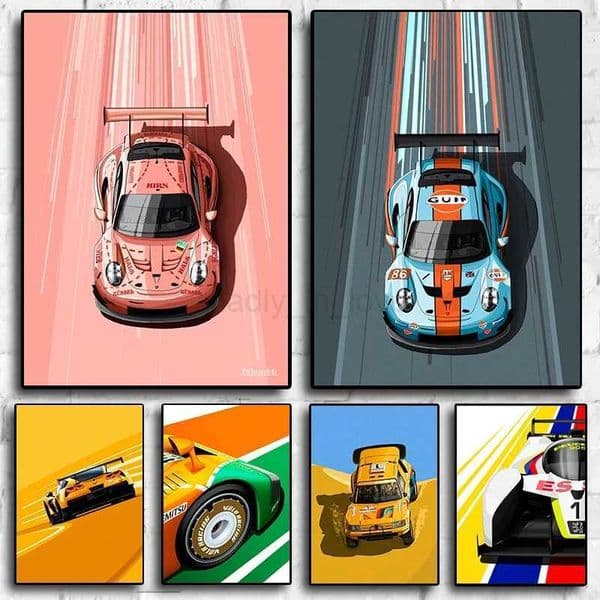 World Famous Brand Car Cartoon Modern Canvas Painting And Prints HD Posters Aesthetic For Home Children Room Decor FramelessM240722