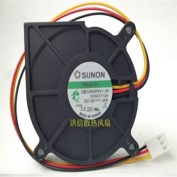 Original SUNON 6015 DC12V 1.6W 6CM GB1206PHV1-AY 3 line turbo blower fan