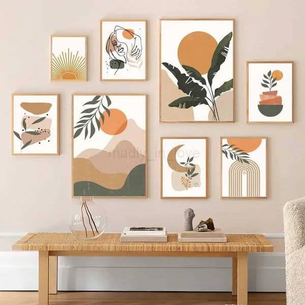 Abstract Solar Geometry Bohemian Tropical Plant Wall Art Canvas Painting Nordic Poster And Print Pictures For Linving Room DecorM240722