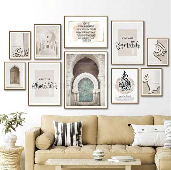 Islamic Wall Art Poster Islamic Wall Painting Printing Arabic Architecture Canvas Painting Room Home Ramadan Wall DecorationM240722