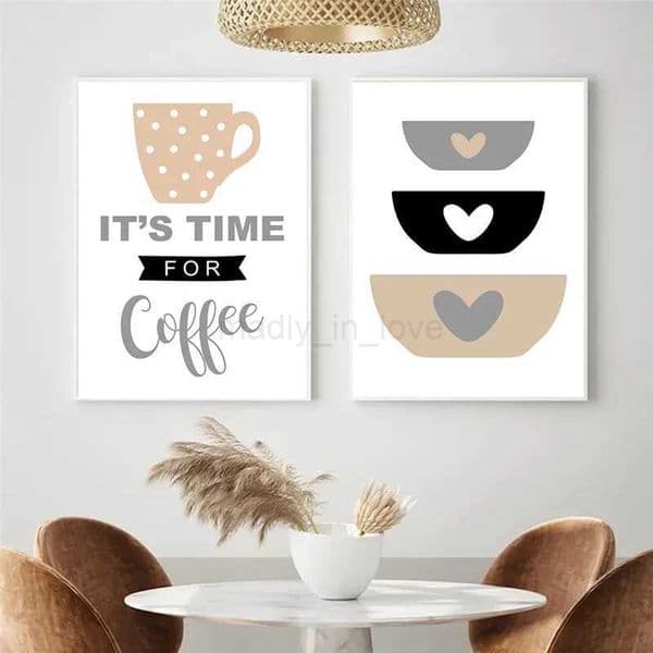 Coffee Cup Tableware Poster Wall Art Canvas Painting Kitchen Utensils Picture Printing Restaurant Cafe Room Home DecorationM240722
