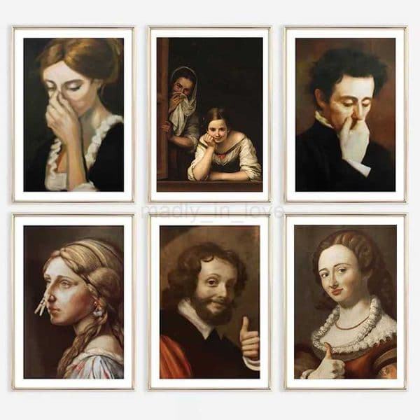Vintage Midcentury Lady Men Bad Smell Funny Bathroom Classical Poster Wall Art Pictures Canvas Painting Home Toilet Decor GiftM240722