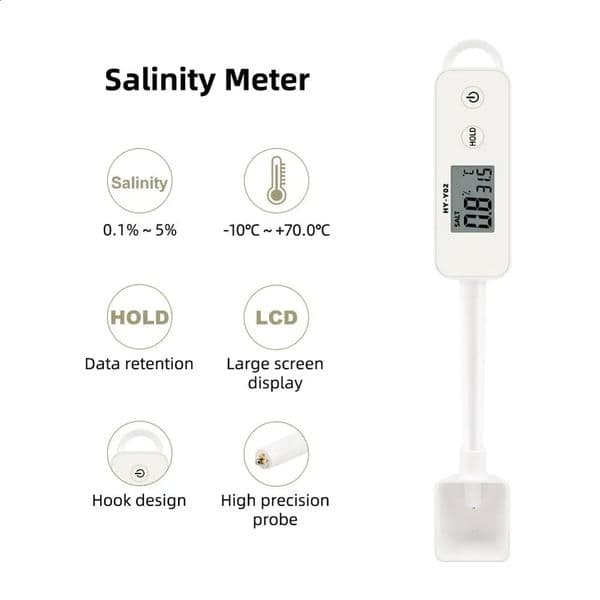 Yieryi Handheld Salinity Meter Concentration Meter Digital LED Food Salt Detector for kitchen food management fish tank 240723