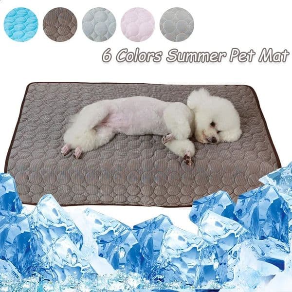 Summer Dog Cooling Mat Dog Cat Sleeping Pad Cool Ice Silk Moisture-proof Mattress Cushion Small Animal Cold Bed 5 Sizes 240723