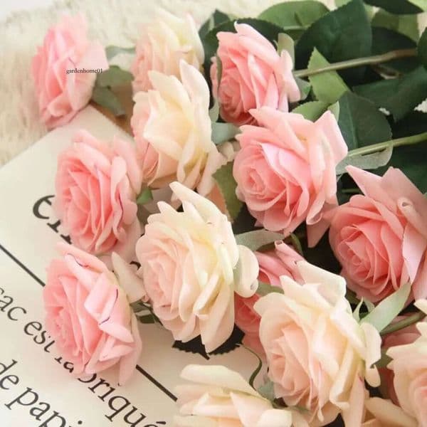 Decor Latex Floral 7Pcs/Lot Silk Artificial Real Touch Rose Wedding Bouquet Home Party Design Flowers