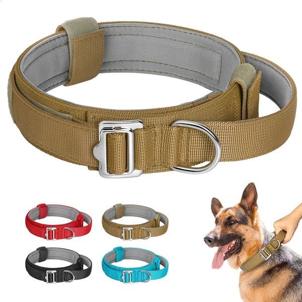 Military Tactical Dog Collar Quick Control Nylon Dogs Collars with Handle Duarable Training for German Shepard Pug 240722