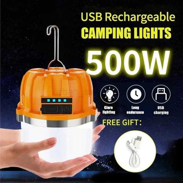 Built-in Battery Powerful USB Rechargeable LED Camping Lights Outdoor Camping BBQ Tents Hanging Lantern Emergency Power BankCL240724