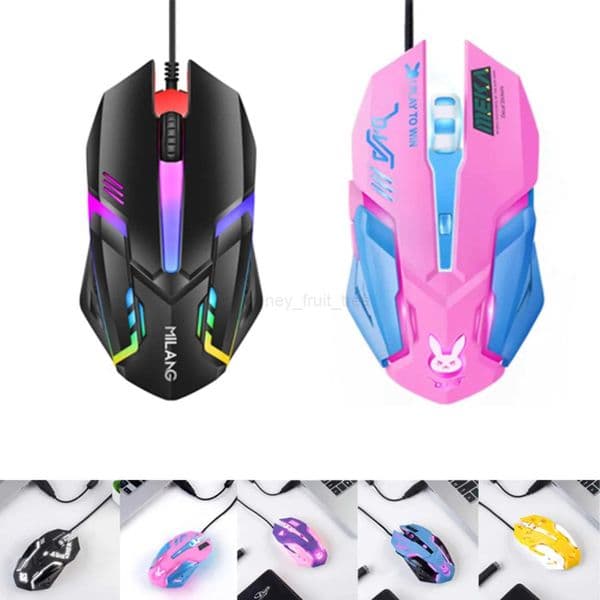 Wired Mouse Colorful LED Gaming Mouse E-Sports Silent and Audible Wired Mice Optical Gamer Mouse For Desktop Laptop PC ComputerM240725