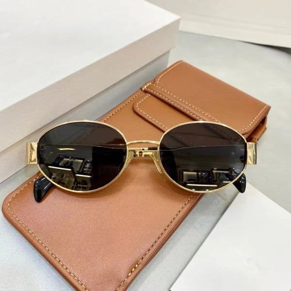 Sunglasses For Women Oval Frame Designer Sunglasses 40235 Women Metal Mirror Legs Green Lens Sunglasses Retro Small Round Frame Sexy Little Women Glasses With Box