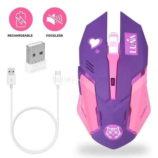2.4G Wireless Gaming Mouse Computer Professional E-sports Mouse 2400 DPI Colorful Backlit Silent Charging Mouse for Laptop PcM240725