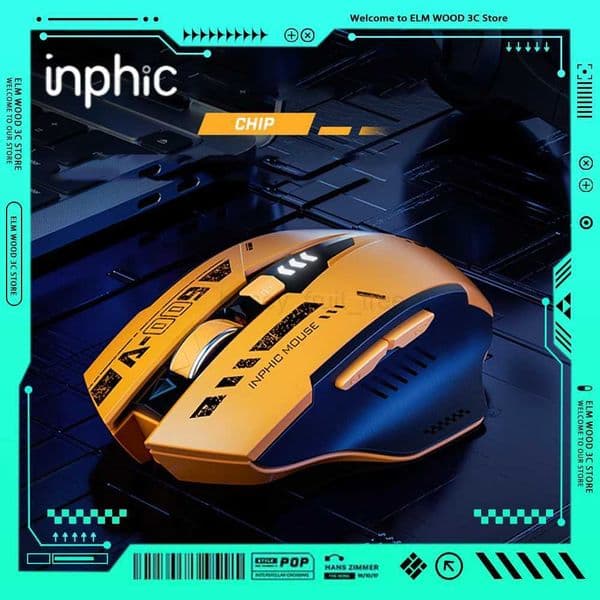 Inphic A9 Three Mode Gaming Mouse Mechanical Wireless Bluetooth Mouse Yellow Bee Silent LED Battery Display For Pc Gamer OfficeM240725