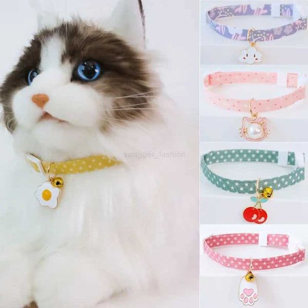 2022New Adjustable Kitten Collar with Bell Cut Pet Cat Collars Breakaway Cats Necklace Puppy Collar Cat Supplies Cat AccessoriesL240725L240725