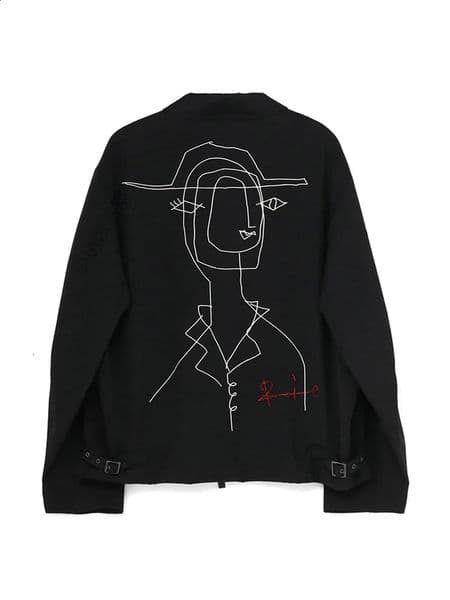 Mamelicce abstract portrait embroidery coats jacket mens 2024 clothing 240718