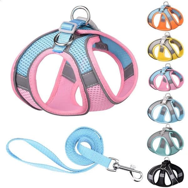 Dog Harness Leash Set for Small Dogs Adjustable Puppy Cat Vest French Bulldog Chihuahua Pug Outdoor Walking Lead 240724
