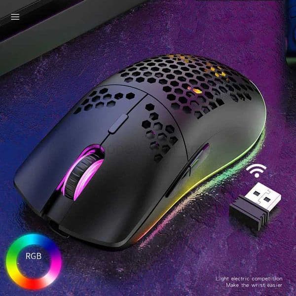 XYH80 Hollow-out Honeycomb 2.4GHz Wireless Gaming Mouse 4 Gear 3200 DPI RGB Lighting Mice for PC LaptopM240725
